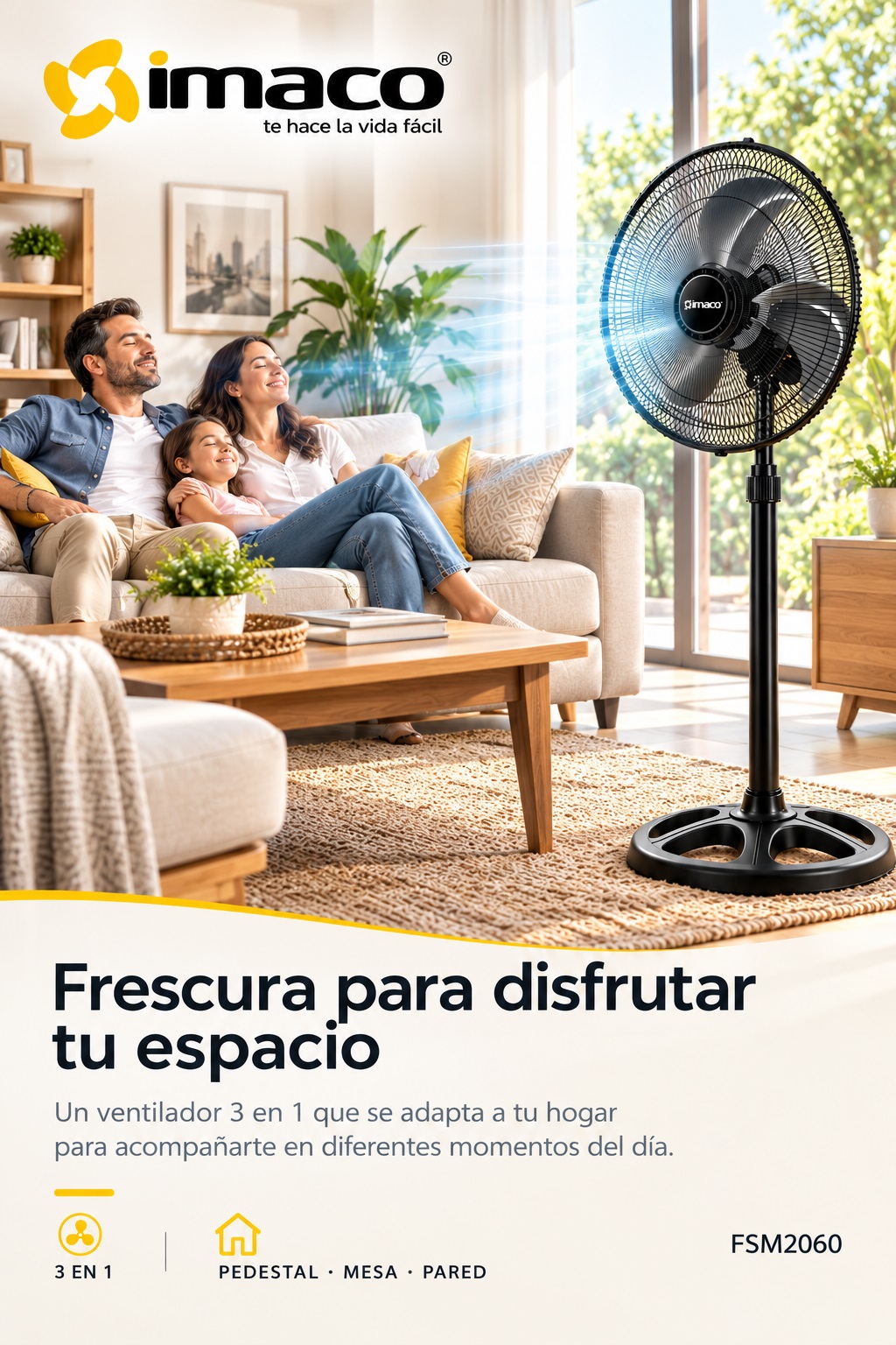 Ventilador Imaco FSM2060 integrado en diferentes espacios del hogar